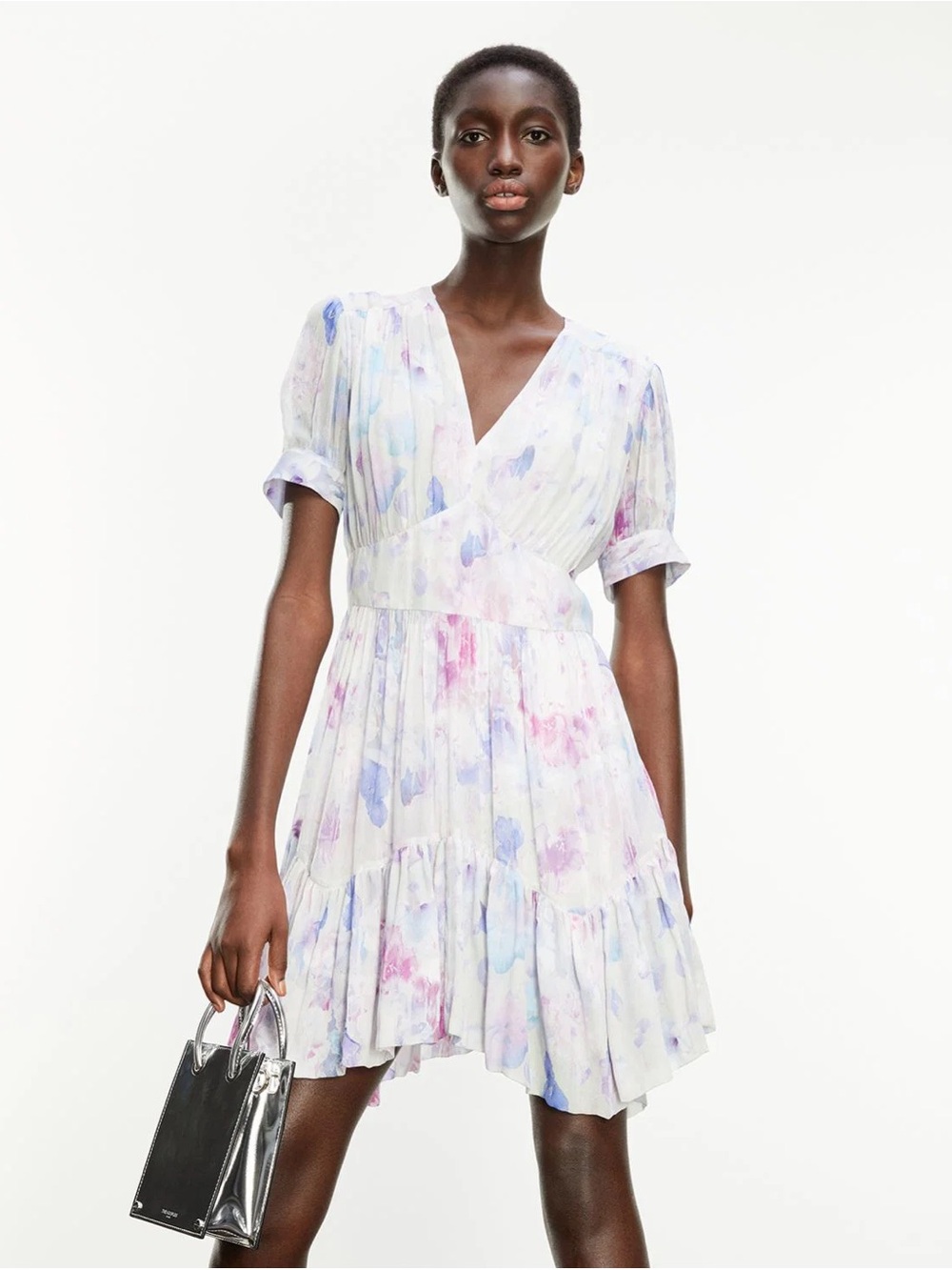 The Kooples Floral Watercolor Pleated Dress Size 0